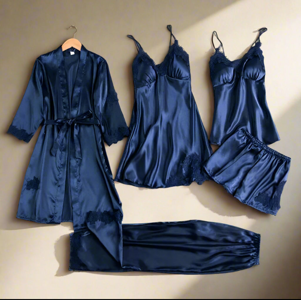 Sparkylee Satan Seduction - 5 piece silky Lingerie set for Luxe nights