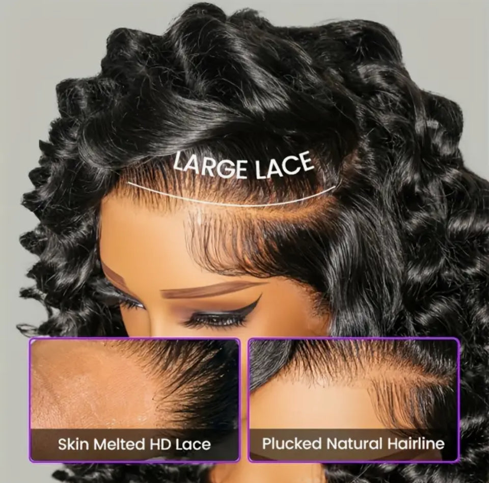 Black Curly look 6 x 4 40" HD LACE