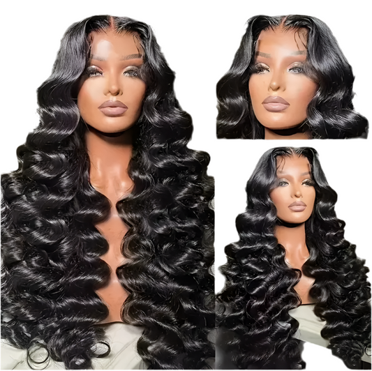 Black curly human hair 4 x 4 HD