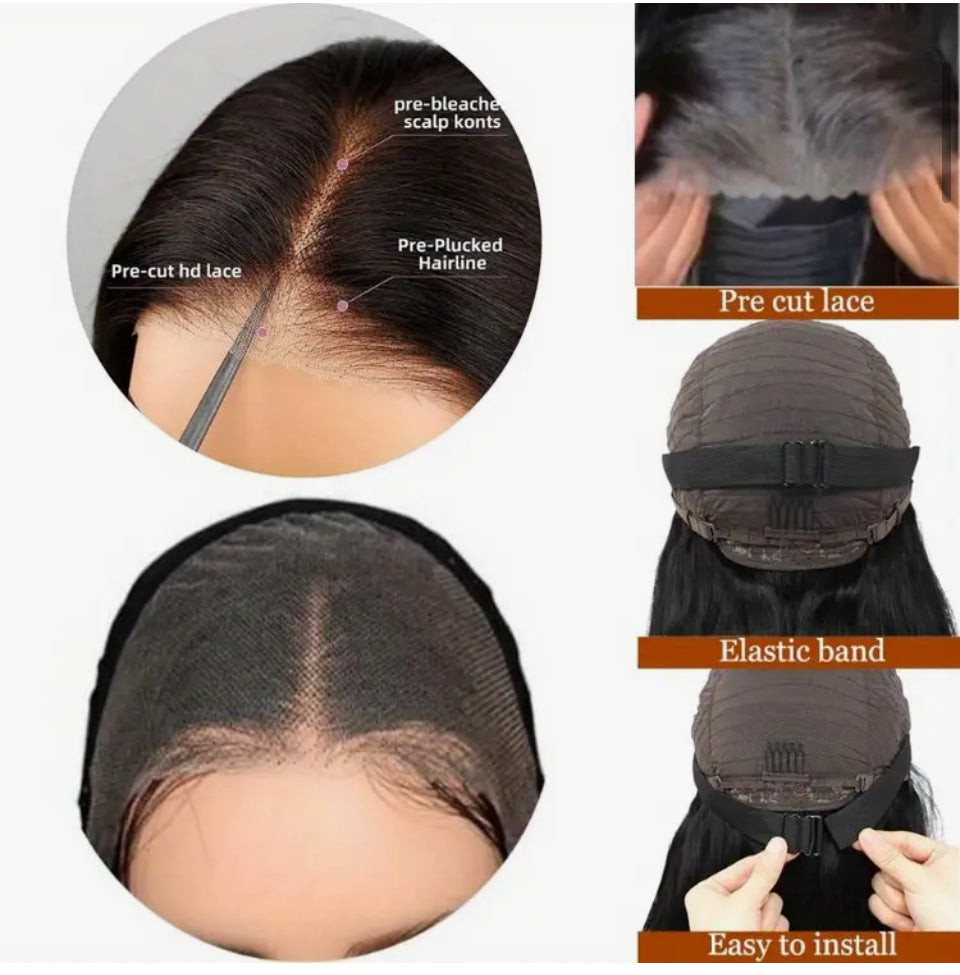 Black curly human hair 4 x 4 HD