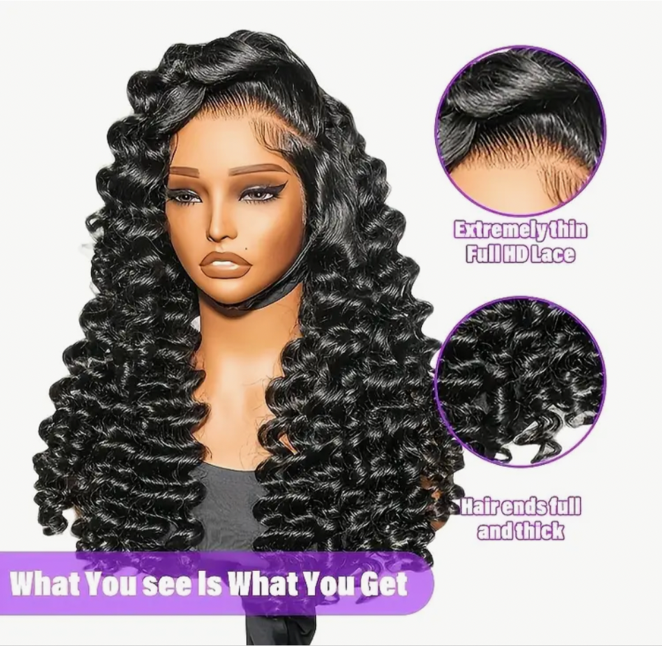 Black Curly look 6 x 4 40" HD LACE