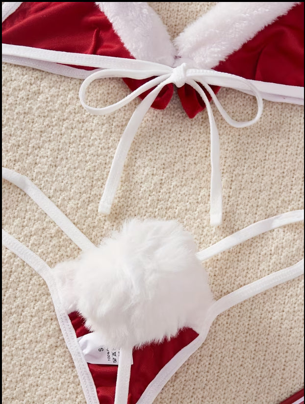 Santa Baby Christmas Lingerie Set | Faux Fur Holiday Bikini Two-Piece