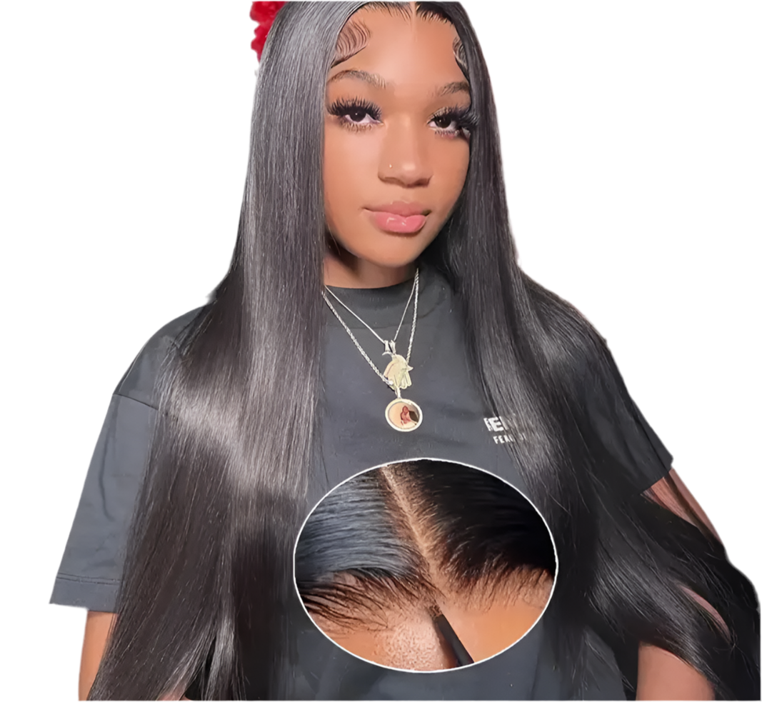 Black straight 5 x 5 HD lace glueless