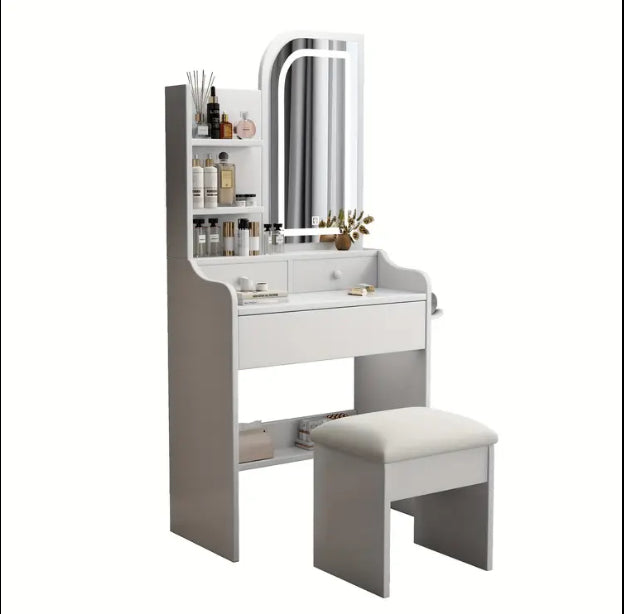 Elegant White Vanity Table with Mirror & Storage – Where Beauty Meets Organization