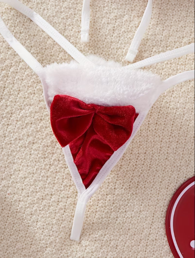 Santa Baby Christmas Lingerie Set | Faux Fur Holiday Bikini Two-Piece