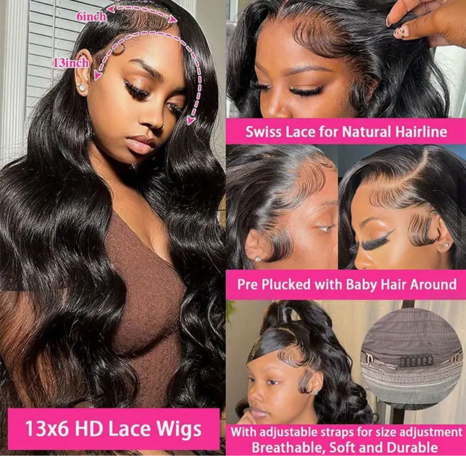 Black beach waves Lace 13 x 6