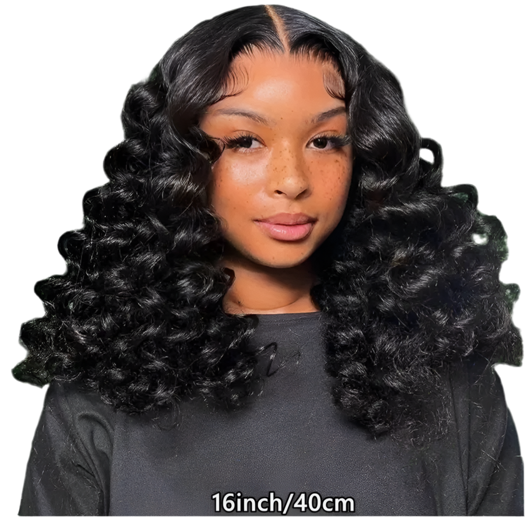 Black curly human hair 4 x 4 HD