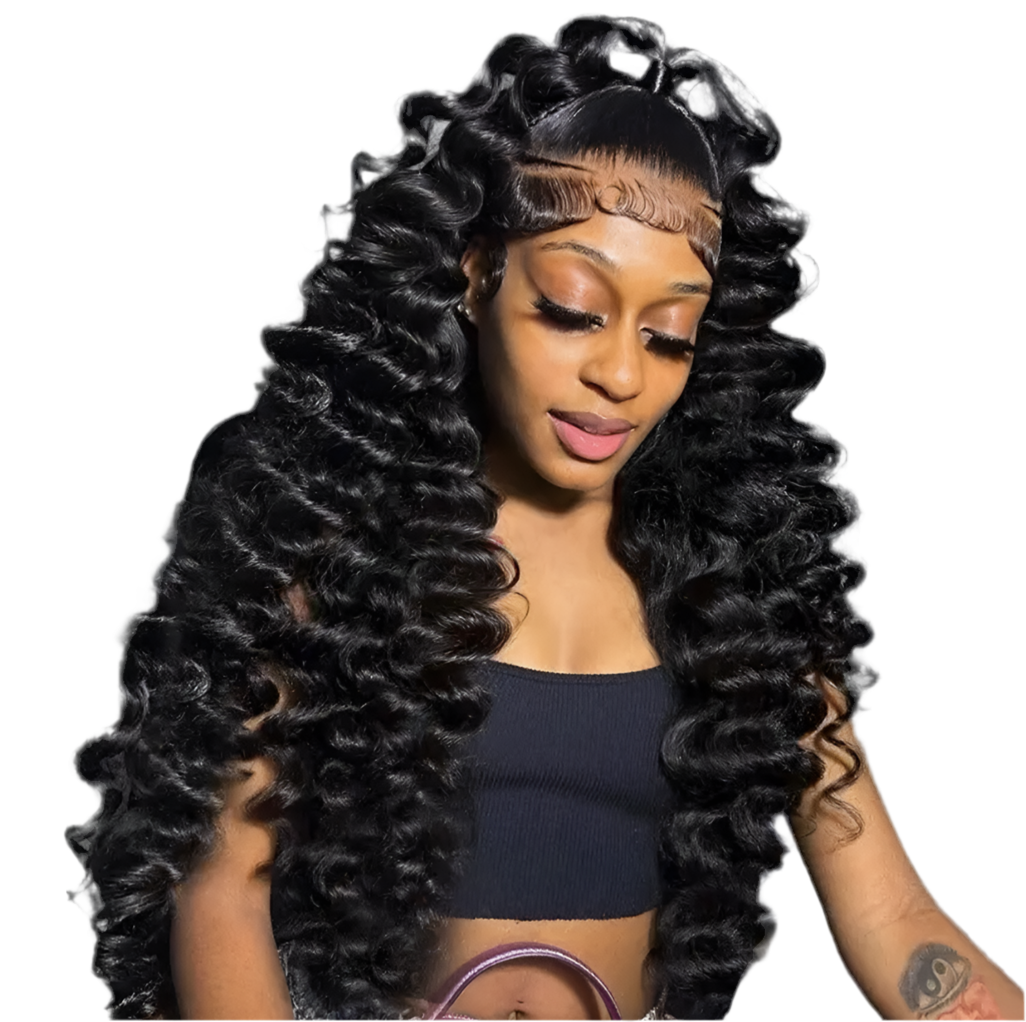 Black curly human hair 4 x 4 HD