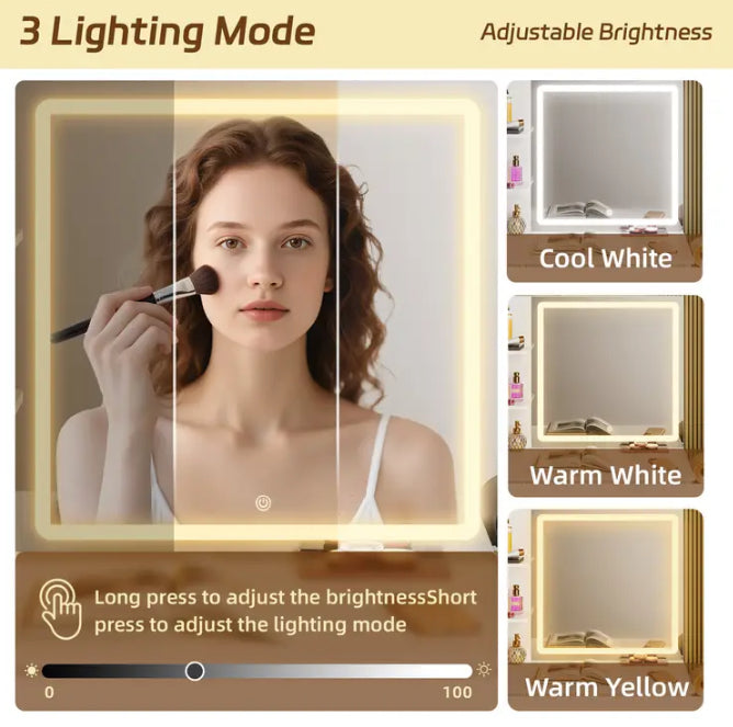 ✨ Elegant All-in-One Vanity Station with LED Mirror & Storage – Getsparkylee Beauty Edition