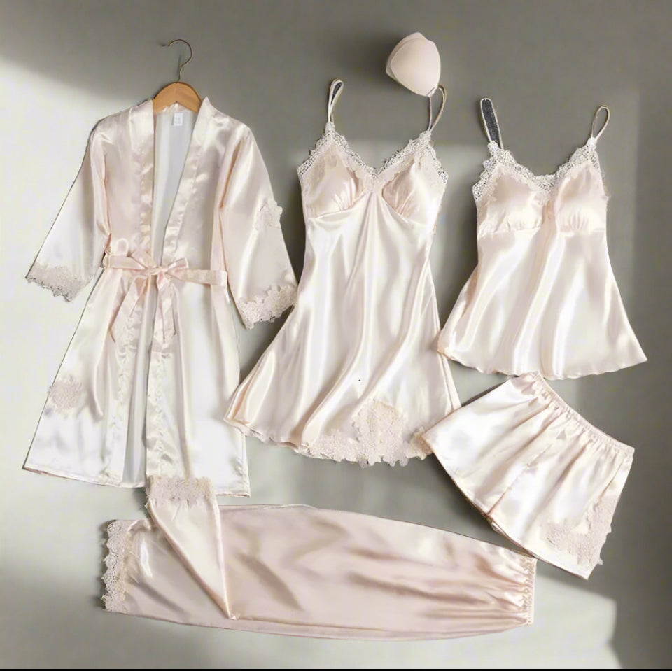 Sparkylee Satan Seduction - 5 piece silky Lingerie set for Luxe nights